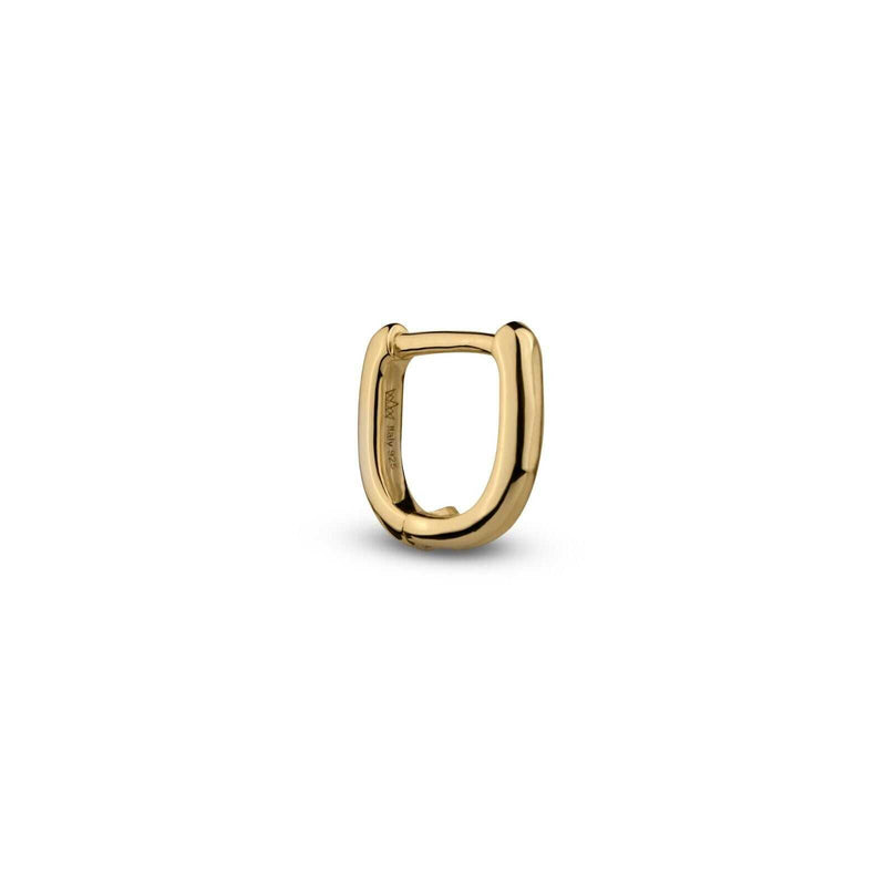 Gold huggie earrings in 14K gold and 925 sterling silver, 10mm round.