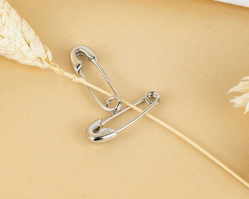 Pin 925 Sterling Silver Earrings AVA Safety 14K Gold Plated Modern Geometric Design