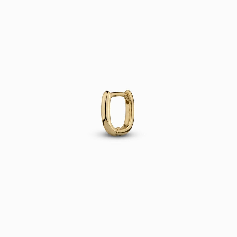 Gold huggie earrings in 14K gold and 925 sterling silver, 10mm design perfect for everyday wear.