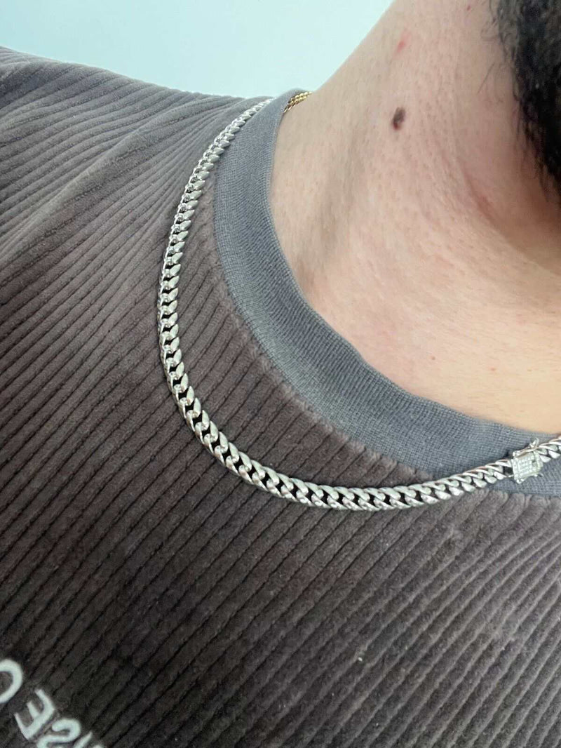 Men's Moissanite Cuban Curb Link Chain, Solid 925 Silver Necklace.