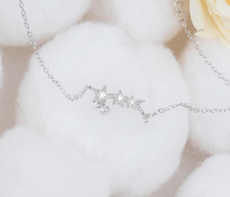 Stars bracelet 925 sterling silver, 14K gold plated, delicate tiny charm.
