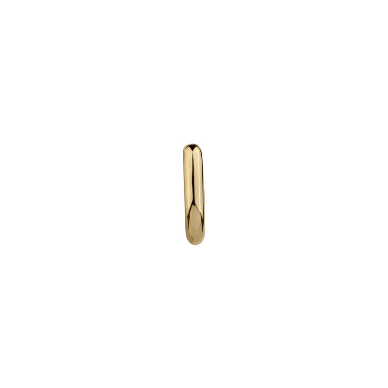 Gold huggie earrings in 14K gold and sterling silver, 10mm round design.