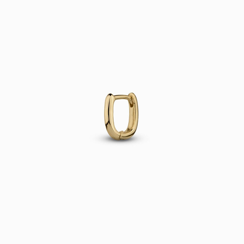 Gold Huggie Earrings in 14K gold and 925 sterling silver, round 10mm design, by Morf Jewelry.