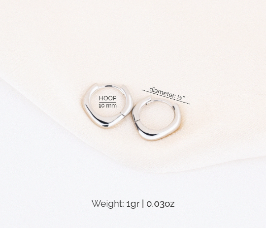 925 Sterling Silver Huggie Hoop Earrings, 10mm, Small Women's Jewelry, Gold Gift