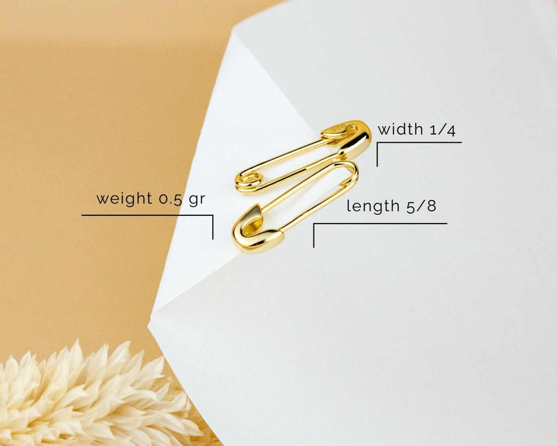 Pin 925 sterling silver earrings AVA safety 14K gold plated geometric design.