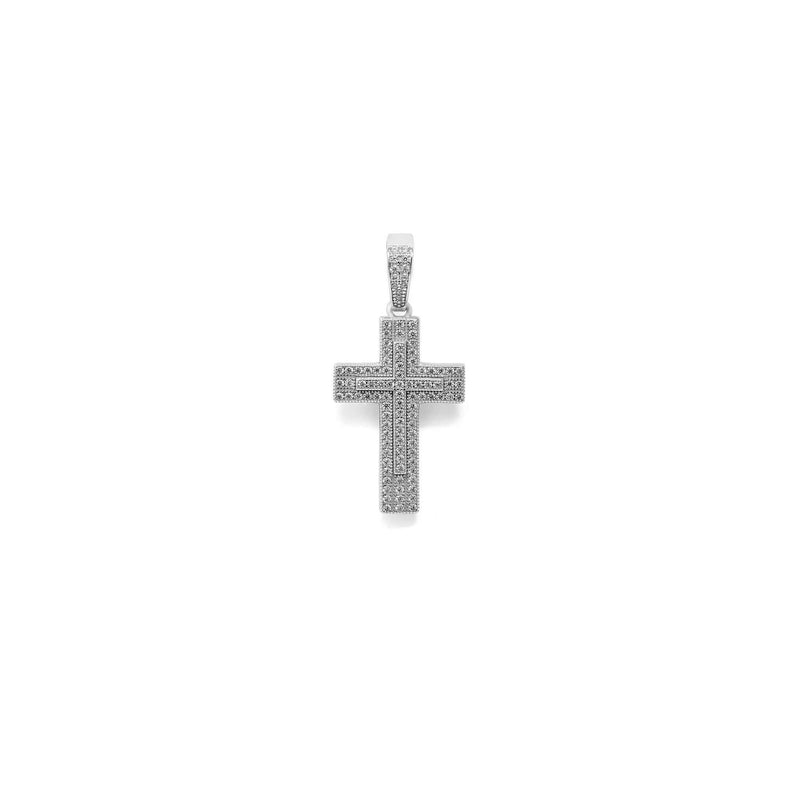 Small Cross Pendant in 925 Sterling Silver with CZ stones, fits 4mm chains, pendant only.