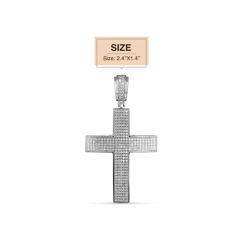 2" Moissanite Cross Pendant in 925 Sterling Silver with Round-Cut Stones