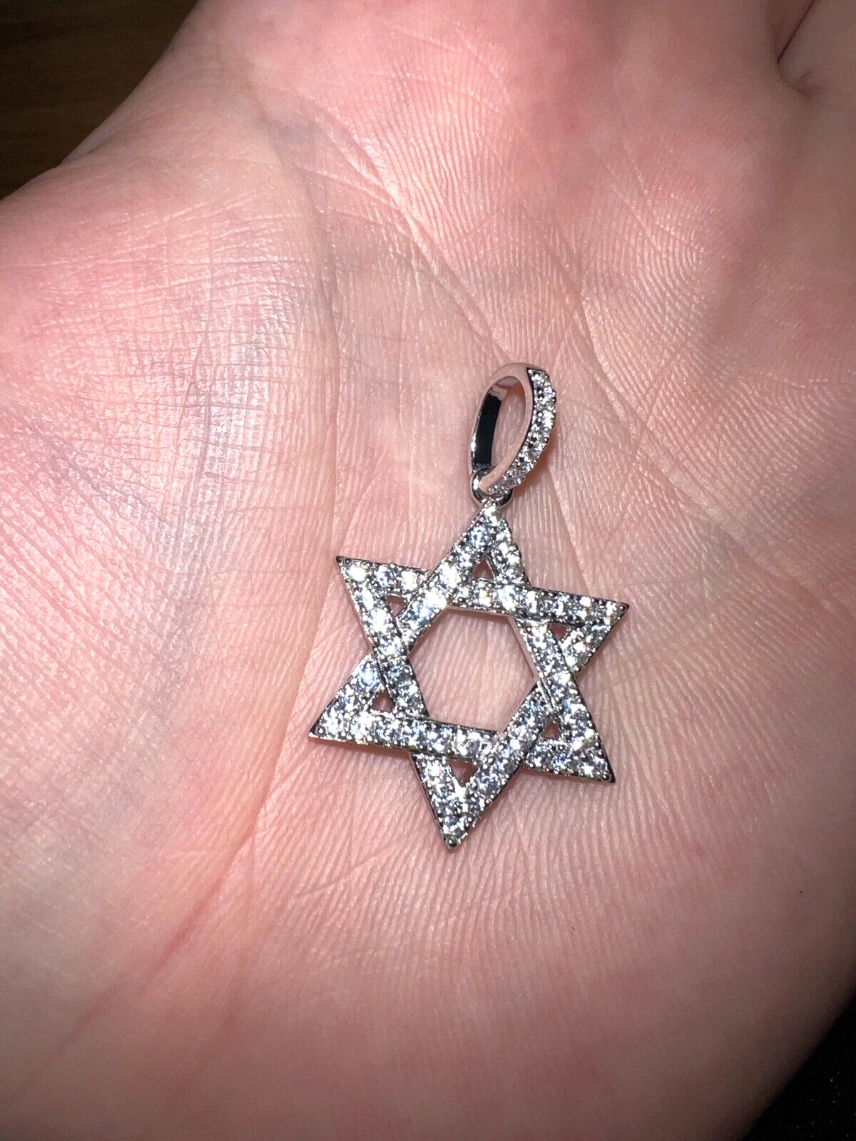 Mens Real Solid 925 Sterling Silver Jewish Magen Star Of David Pendant Iced CZ