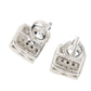 Mens real solid 925 sterling silver iced CZ square screw back earrings.