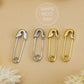 Pin 925 sterling silver earrings, 14K gold plated, modern geometric design with safety pin style.