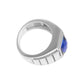 Mens 925 sterling silver ring with blue cubic zirconia crystal.