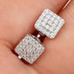 Mens solid 925 sterling silver square earrings with cubic zirconia and screw back closure.