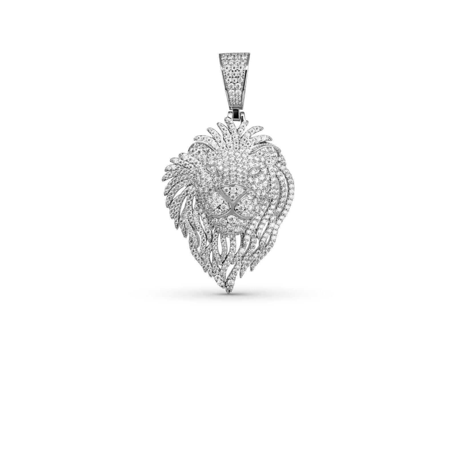 Moissanite Lion Head Iced Pendant, 925 Sterling Silver, 4ct, Hip Hop Jewelry.