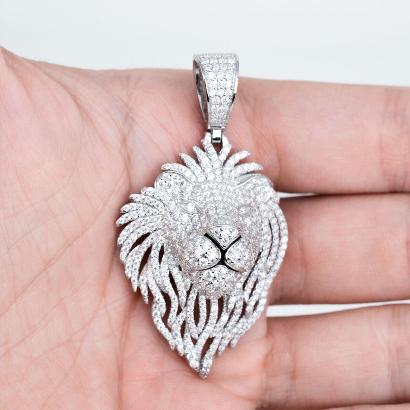 Moissanite Lion Head Iced Pendant