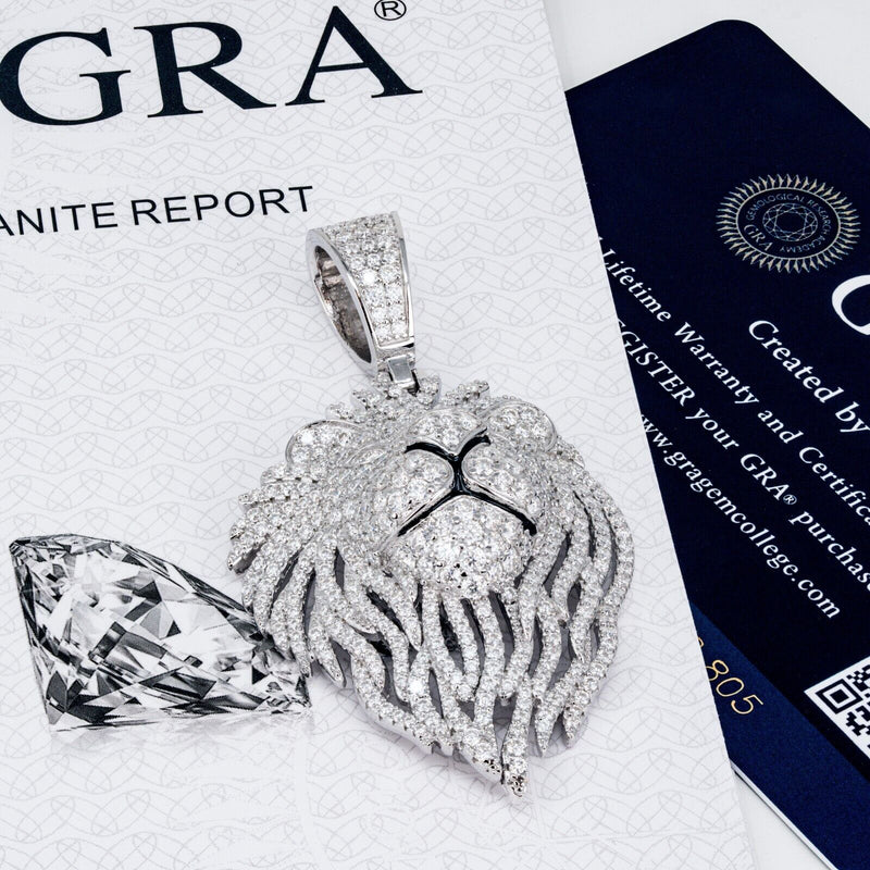 Moissanite Lion Head Iced Pendant