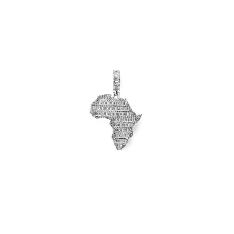 Mens Real 925 Sterling Silver Africa Iced CZ Pendant w 3.3mm Rope Chain Necklace