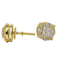 Men’s Real Solid 925 Sterling Silver Round 14K Gold Plated CZ Hip Hop Earring with Screw Back Closure