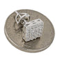 Mens solid 925 sterling silver square earrings with cubic zirconia, screw back design.