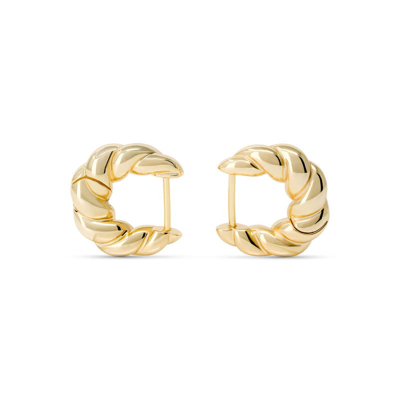 Twisted Croissant Hoop Earrings with 14K Gold Finish