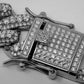 13mm men's moissanite Miami Cuban link chain clasp detail with sparkling stones.