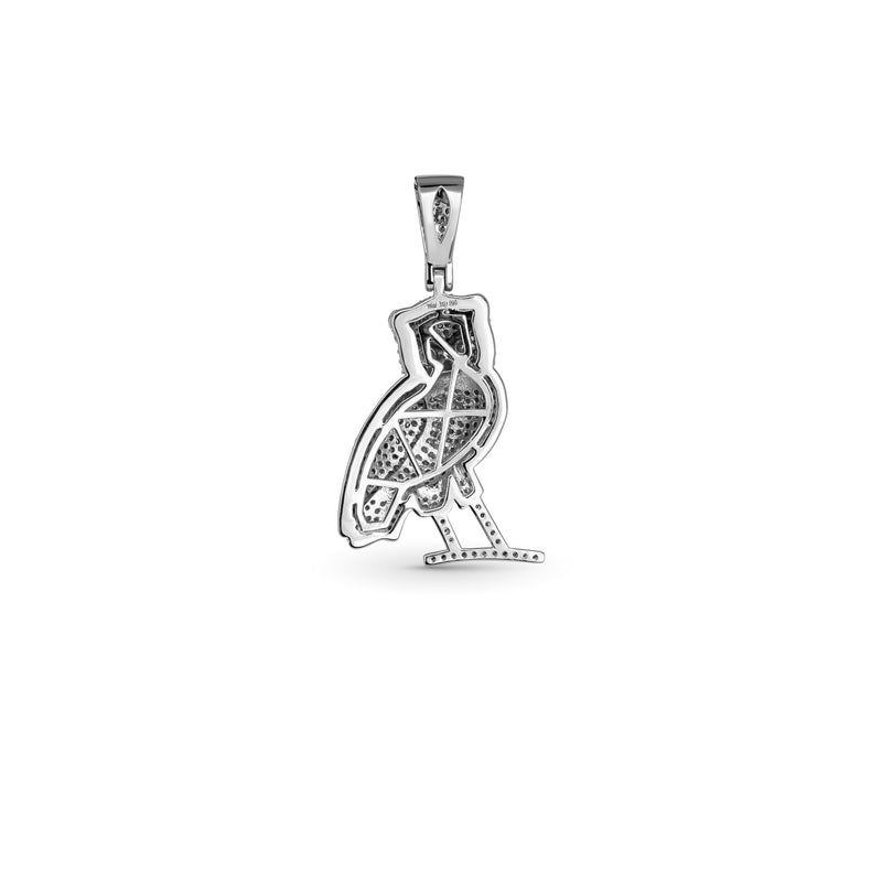 Unisex Owl Pendant 2ct Moissanite Real 925 Sterling Silver Hip Hop Style Charm