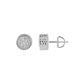 Round nugget earrings in solid 925 sterling silver with cubic zirconia studs, rhodium plated, screw back closure.