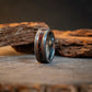 Silver Rose Tungsten Carbide Ring Dinosaur Bone Fossil Meteorite