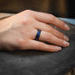 Hammered Black Nebula Meteorite x Galaxy Blue Sandstone Ring - 6mm