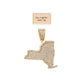 New York pendant in 925 sterling silver with micro paved man-made diamonds, 1.25" x 1", 7 grams.