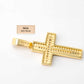Real 925 Sterling Silver in 14K Gold Finish Iced CZ Cross Crucifix Pendant Religious Small 1" Pendant Charm Necklace Gift for Him or Her