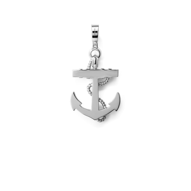 Mens Real Solid 925  Sterling Silver Anchor Pendant Iced CZ Round Stones Hip hop Jewelry Piece Necklace Gift for Him, Birthday Gift