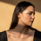 Elegant Baguette Sparkle Necklace on model, 925 Sterling Silver with clear CZ pendant, adjustable chain.