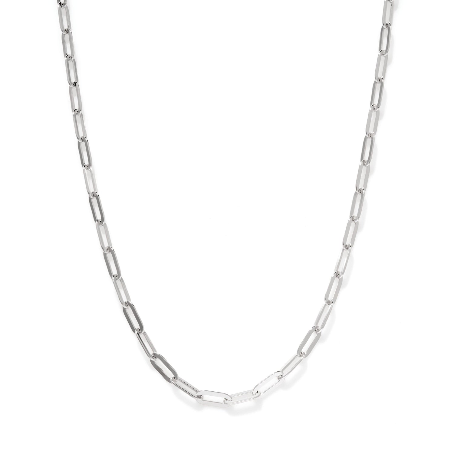 Paperclip Chain Necklace 925 Solid Sterling Silver Necklace, Layering Rectangle Link Women's Necklace, Dainty Small Minimalist Chain