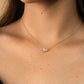 Marquise Flower Necklace with floral design and marquise diamonds on a 14k gold over brass chain.