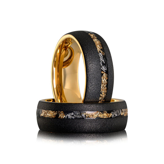 Sandblasted Gold Leaf Meteorite Ring Rings Morf Jewelry 