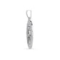Virgin Mary Pendant in 925 Sterling Silver with CZ stones, rhodium plated, side view.
