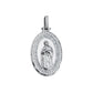 Sterling silver Virgin Mary pendant with clear CZ stones, oval design, religious jewelry.