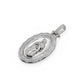 Solid 925 sterling silver Virgin Mary pendant with clear CZ stones, oval amulet design.