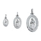 Solid 925 sterling silver Virgin Mary pendant amulet in three sizes with intricate design.