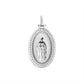 Solid 925 Sterling Silver Virgin Mary Pendant Oval Amulet with Clear CZ Stones.