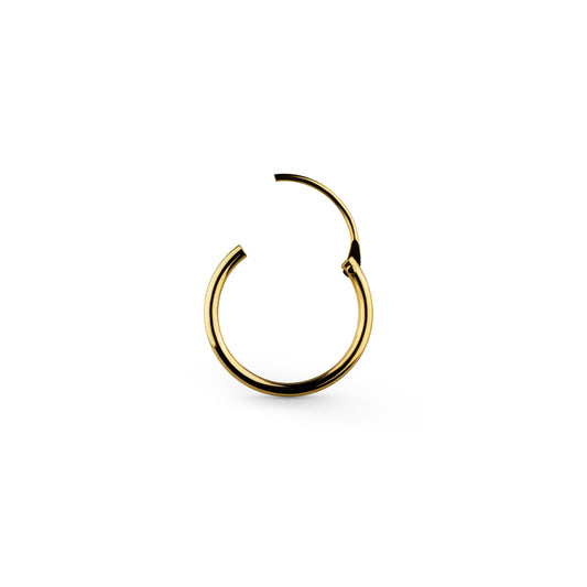 Vivid Hoop Earrings made of 925 Sterling Silver with 18K Gold finish, 12mm dimensions, tarnish-free.