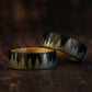 Pine Tree Forest Ring with whiskey barrel oak wood and tungsten design.
