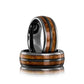 Tungsten ring with wood inlay, 8mm width, Whiskey Barrel Ring.
